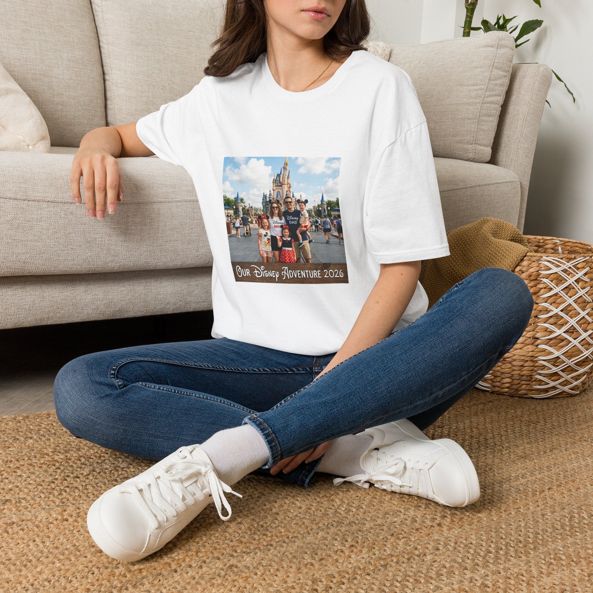 Family Vacation T-Shirt — Custom Disneyland Castle Photo Tee (Add Year/Text)