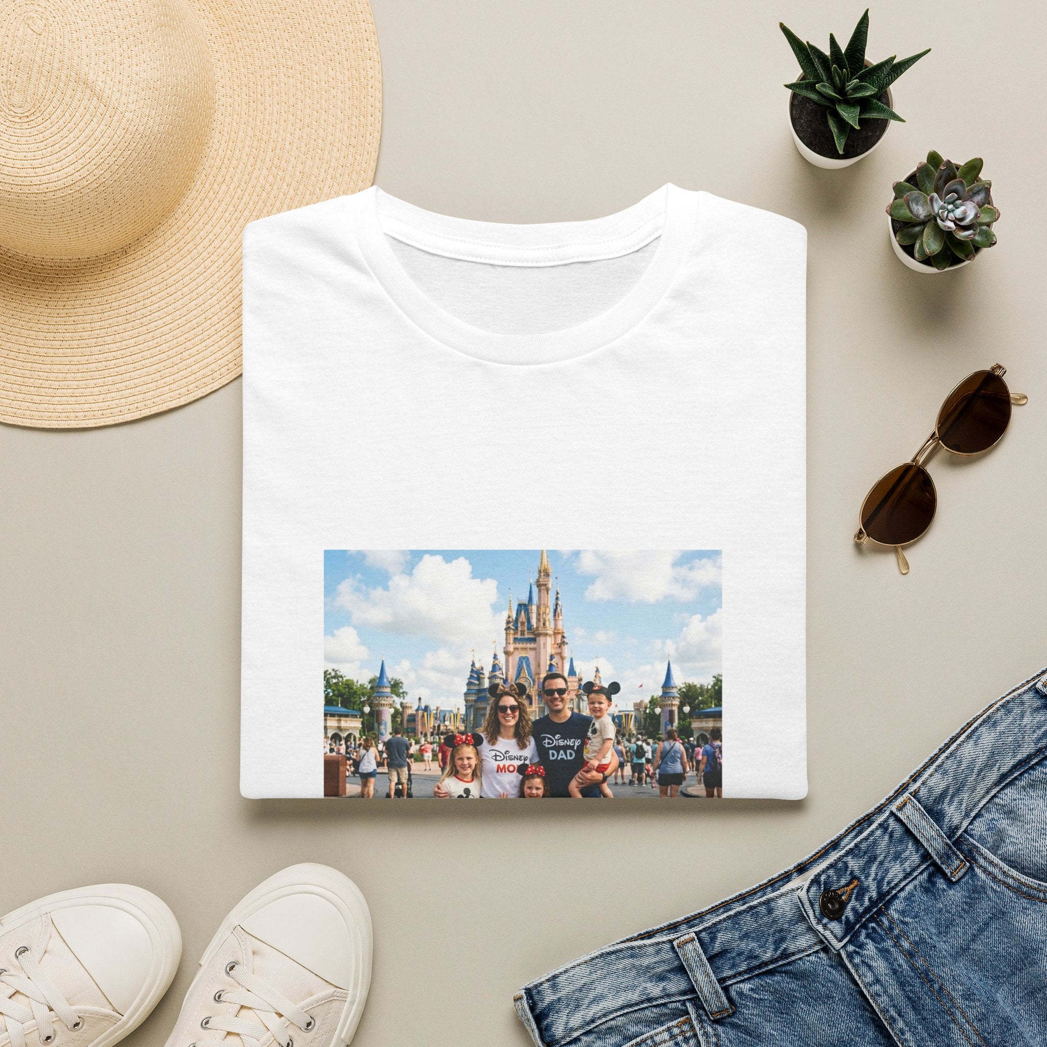 Family Vacation T-Shirt — Custom Disneyland Castle Photo Tee (Add Year/Text)