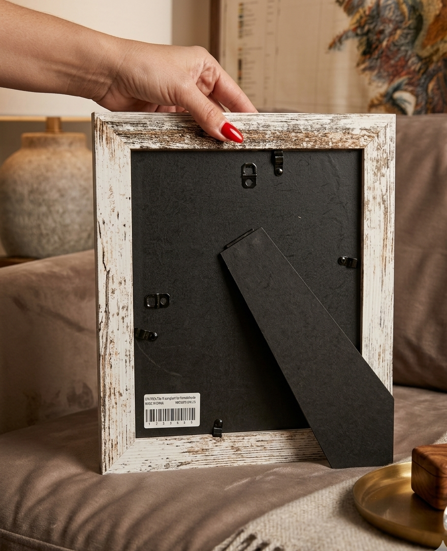 Magnetic Retro Display Frame in MDF – Distressed Brown or Aged White – Included Exactly 12 Magnets (5x5 cm/2x2