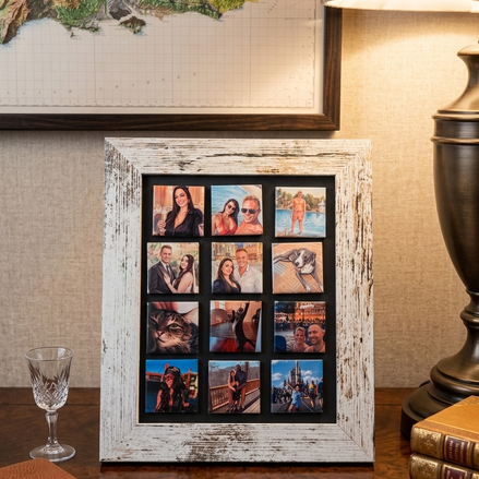 Magnetic Retro Display Frame in MDF – Distressed Brown or Aged White – Included Exactly 12 Magnets (5x5 cm/2x2")
