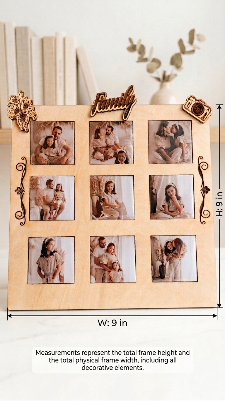 Family Memories Photo Frame with 9 Personalized Magnets