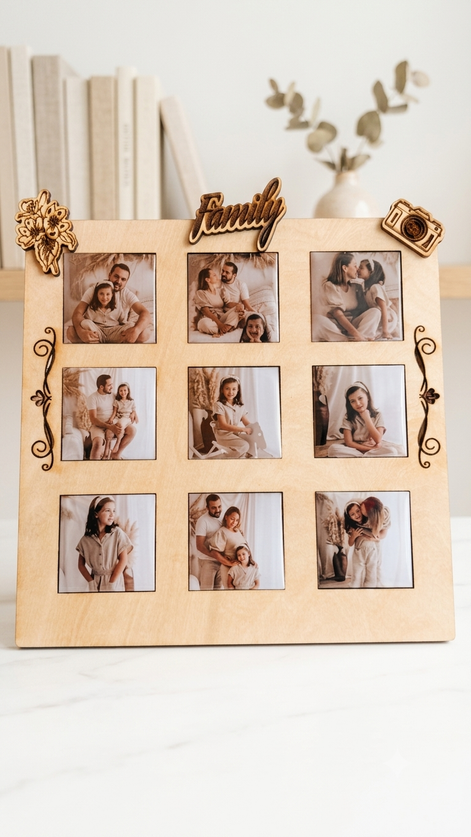 Family Memories Photo Frame with 9 Personalized Magnets