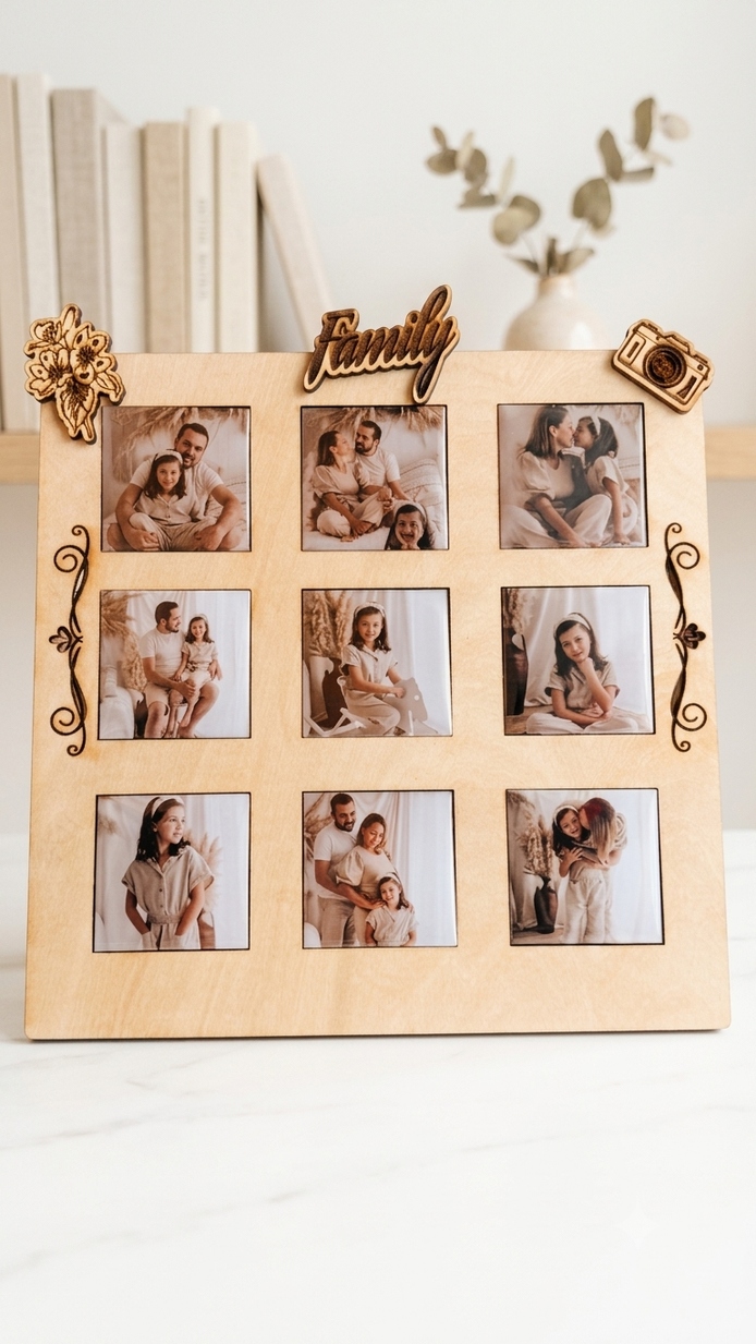 Family Memories Photo Frame with 9 Personalized Magnets