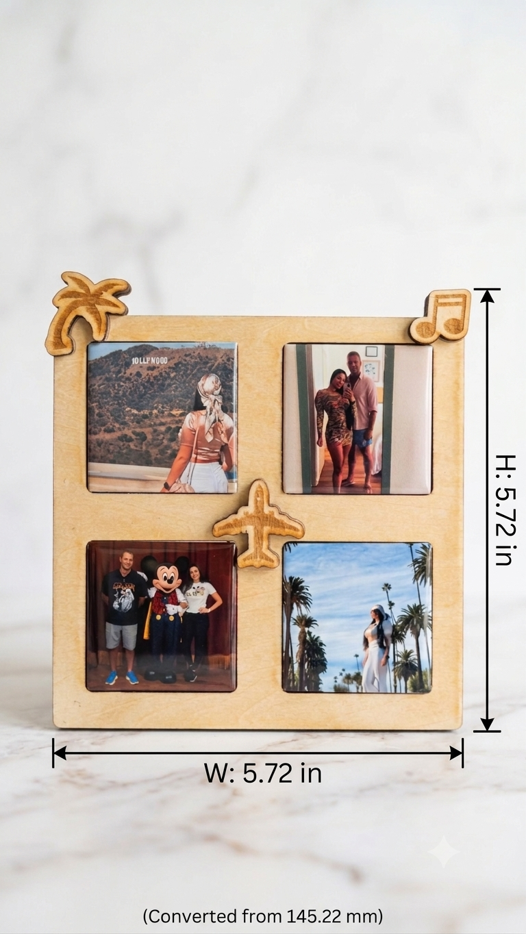 Wanderlust Travel Memories Photo Frame with 4 Personalized Magnets