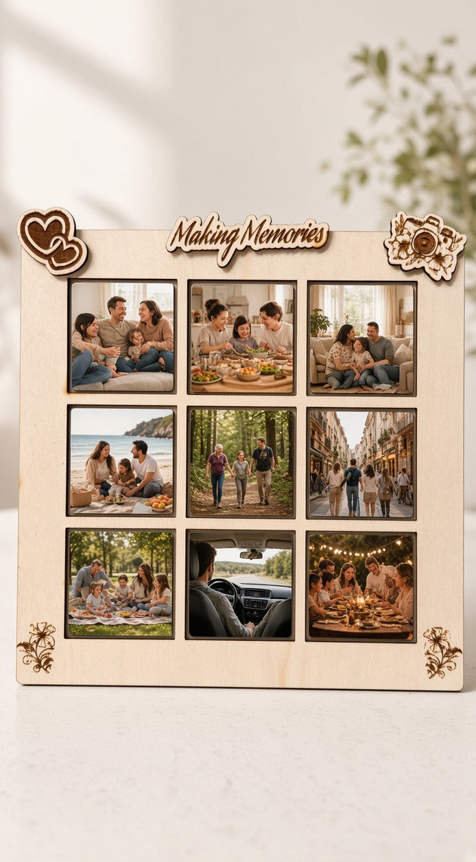 Family Memories Photo Frame with 9 Personalized Magnets