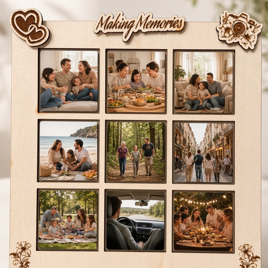 Family Memories Photo Frame with 9 Personalized Magnets