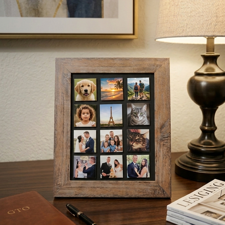 Magnetic Retro Display Frame in MDF – Distressed Brown or Aged White – Included Exactly 12 Magnets (5x5 cm/2x2")