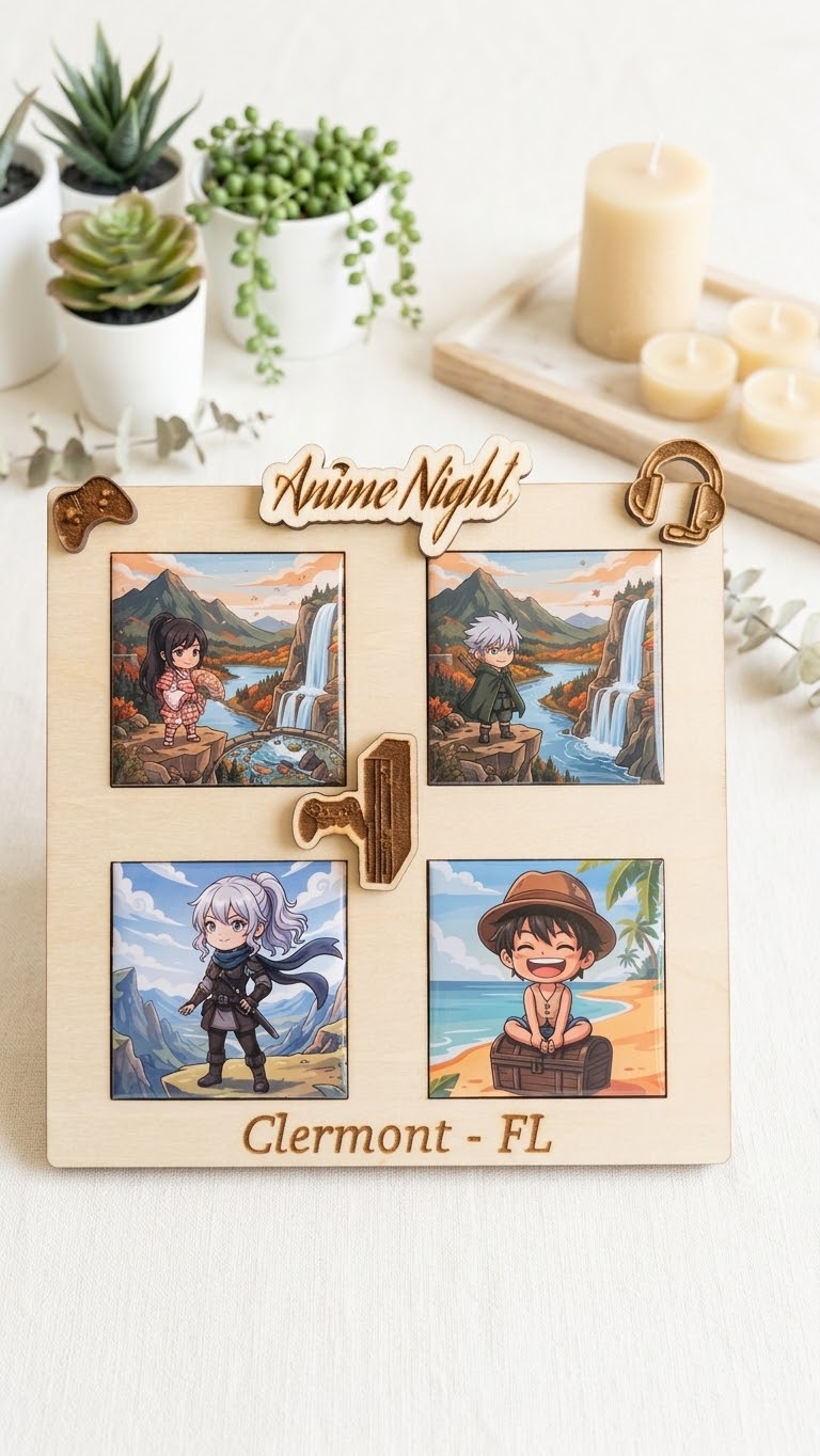 Photo Frame with 4 Personalized Magnets